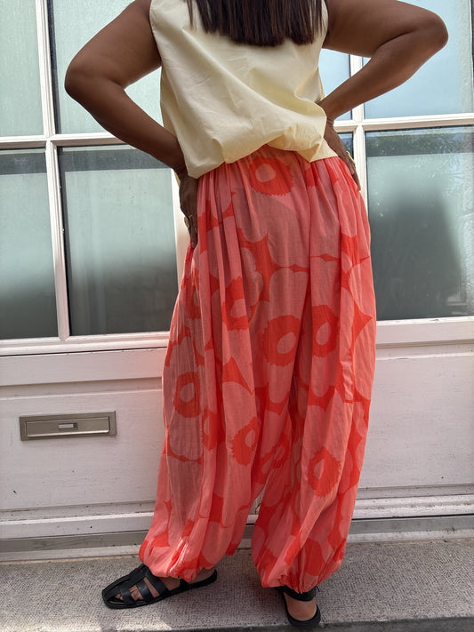 Pantalon Léger fleurie Corail