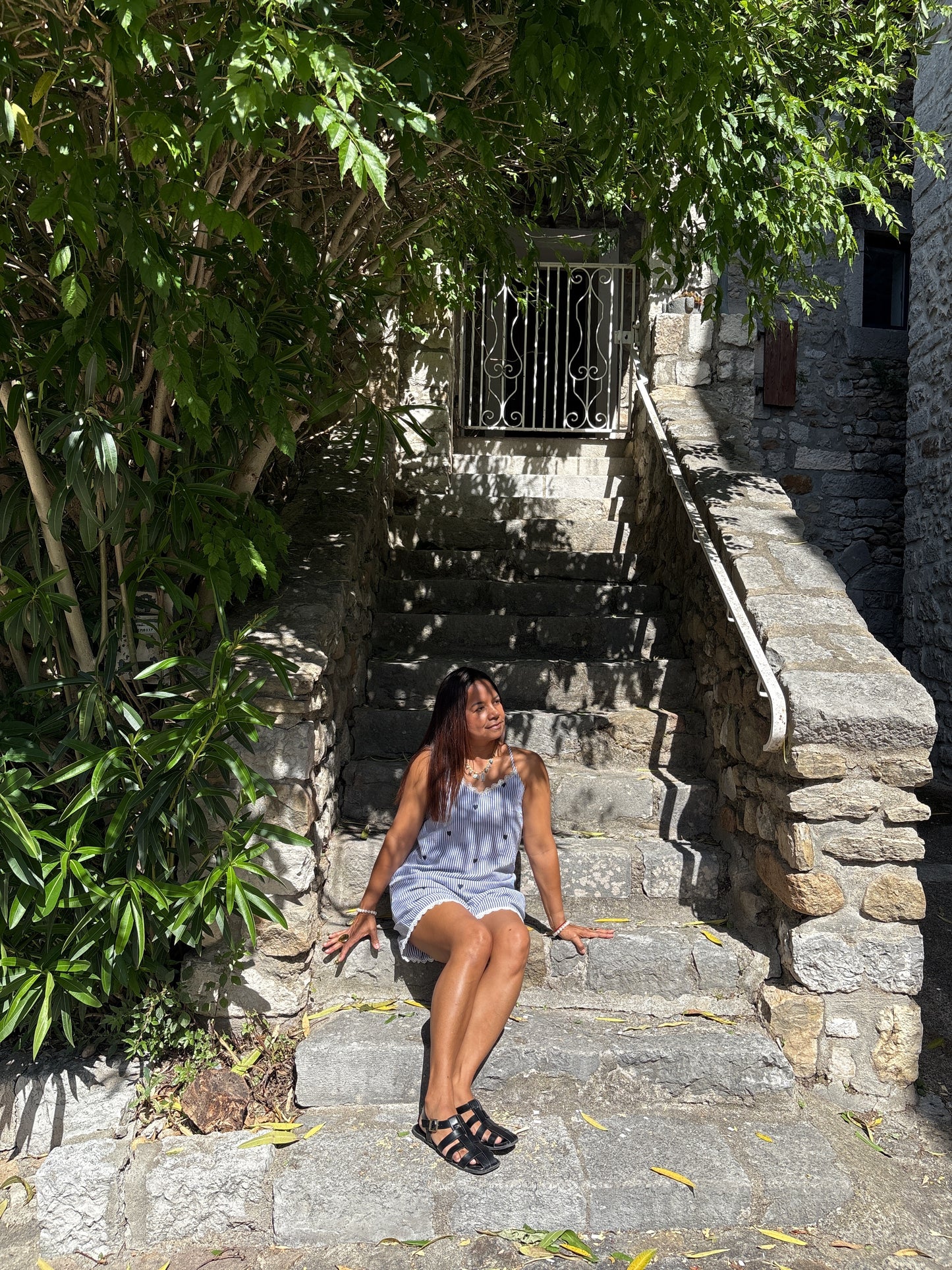 Ensemble Rayé Bleu Petit Cœur