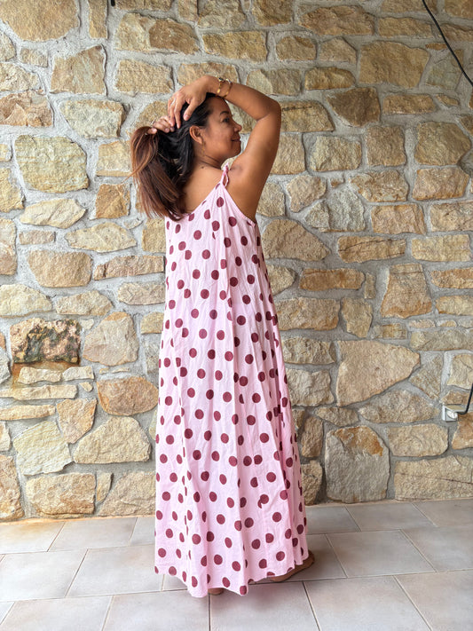 Robe Rose À Pois Violet