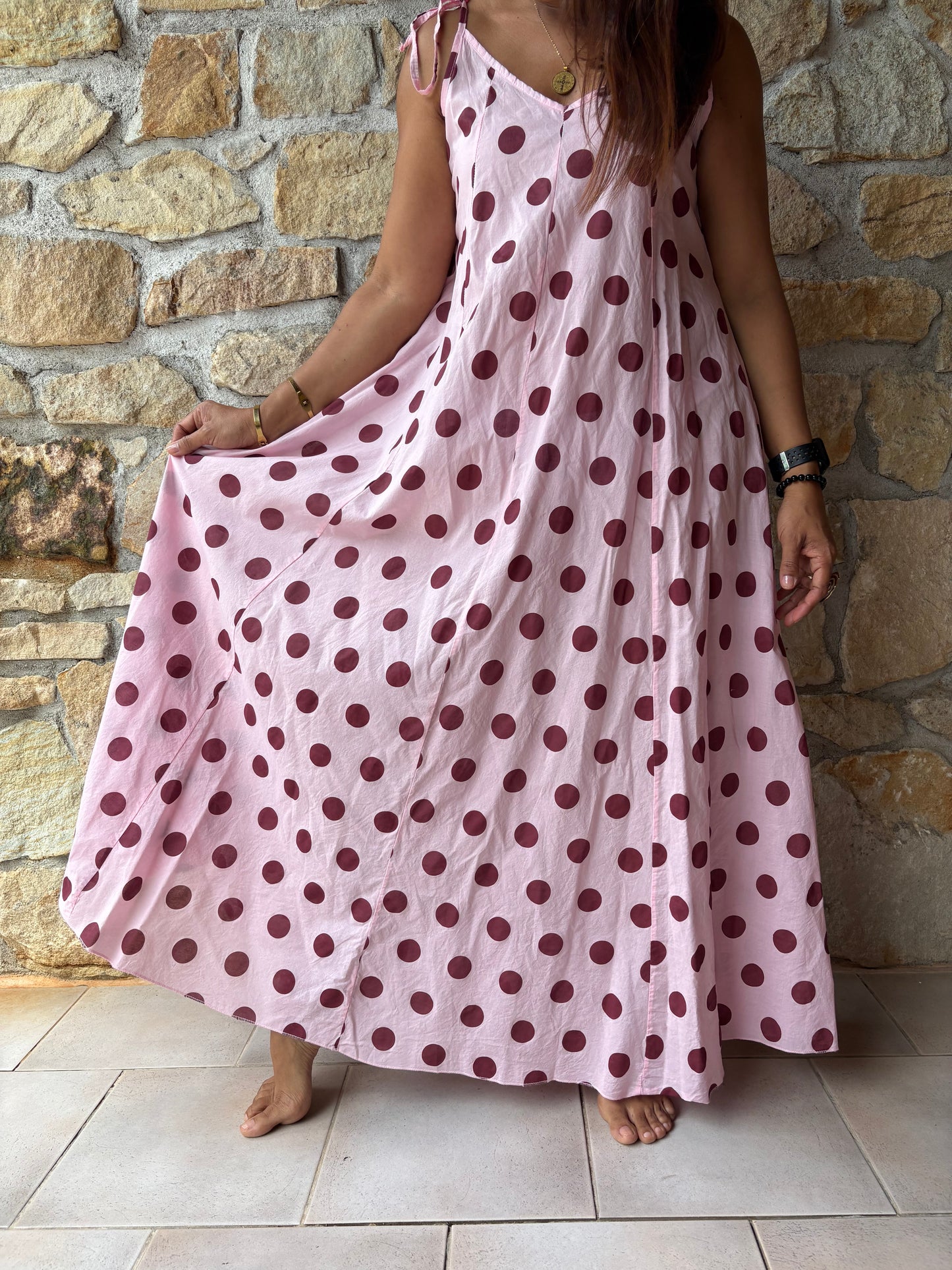 Robe Rose À Pois Violet