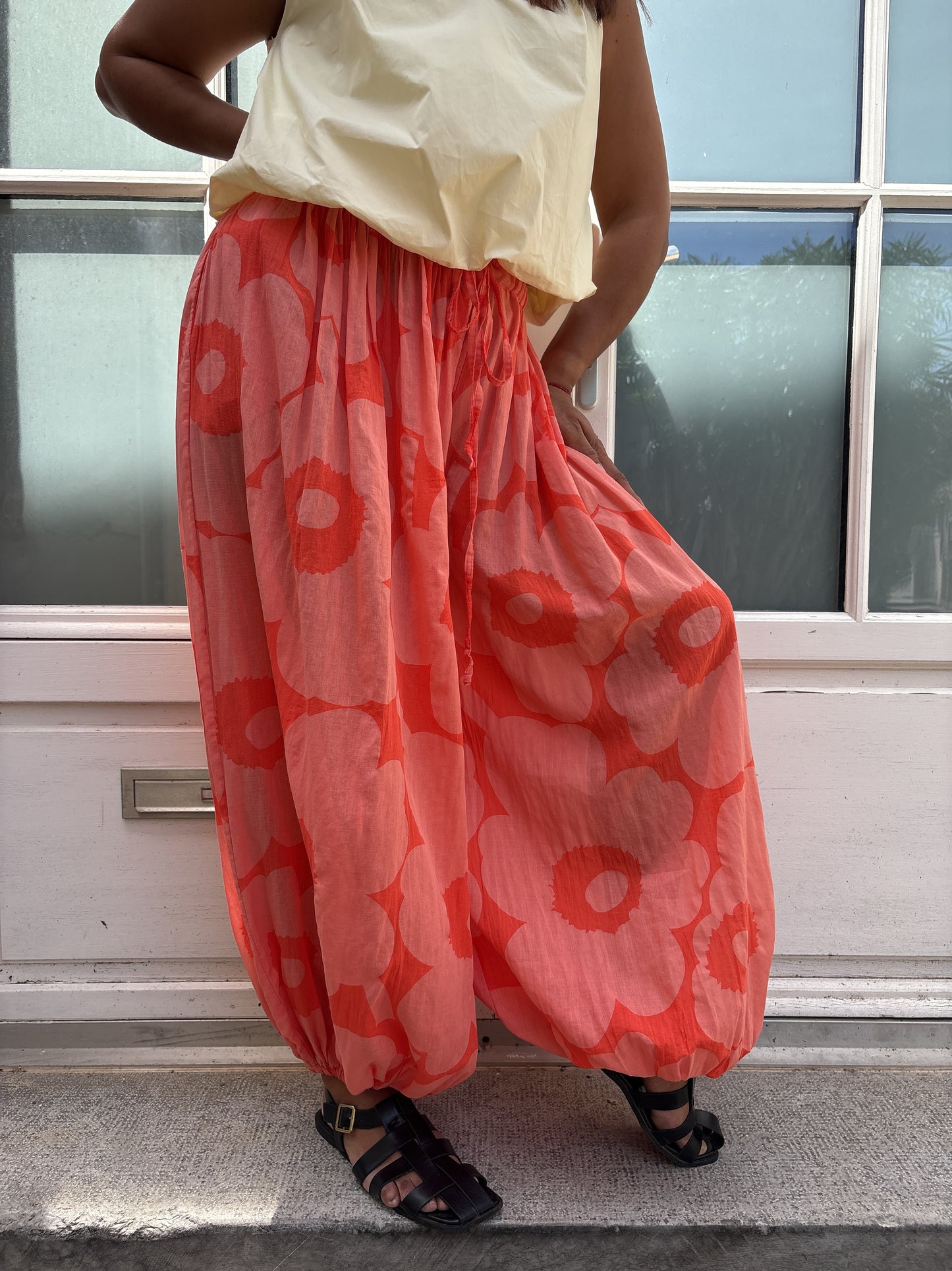 Pantalon Léger fleurie Corail