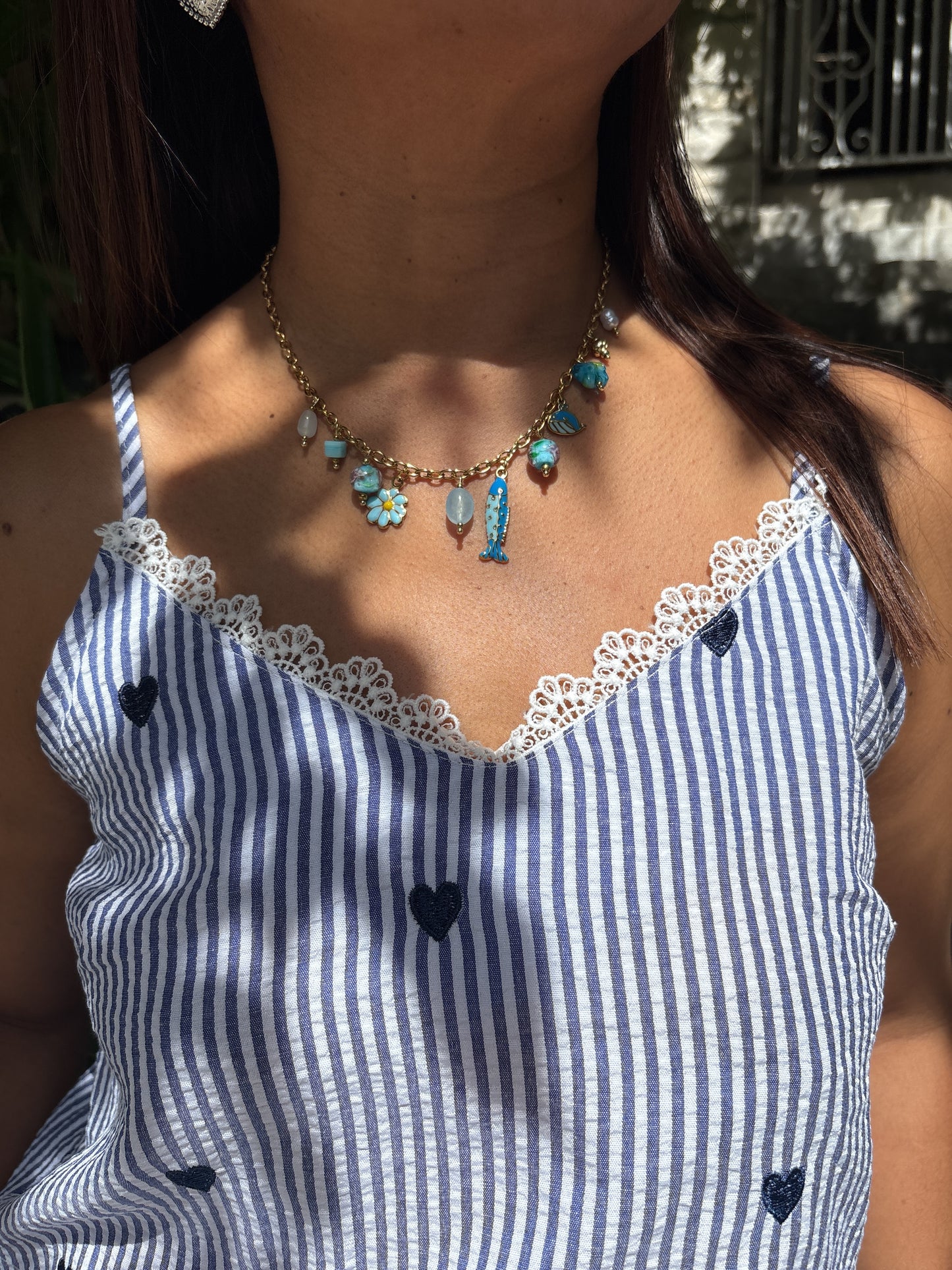 Ensemble Rayé Bleu Petit Cœur